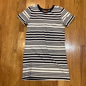 Blue and white striped short sleeve dress